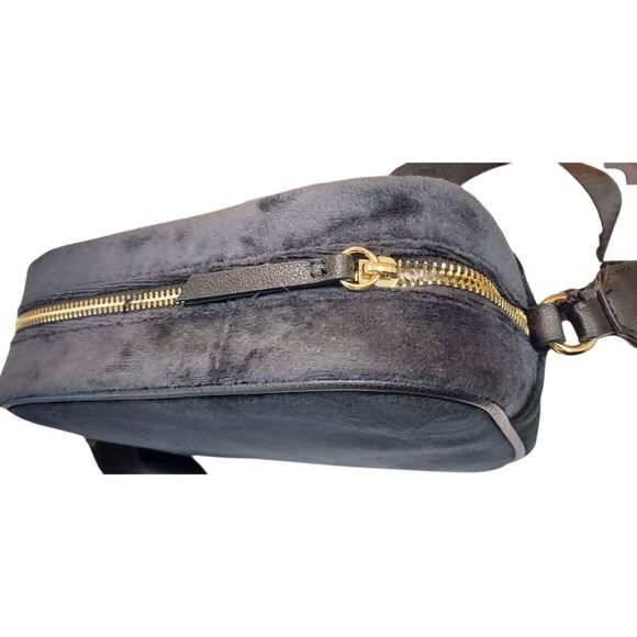 Juicy Couture Black Velour Crossbody Bag Purse with Rhinestone Logo - Picture 5 of 7